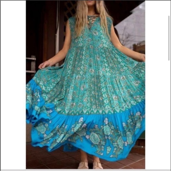 NWT FREE PEOPLE Hanalei Bay Cottagecore Boho Maxi Dress Size Large - Picture 11 of 14